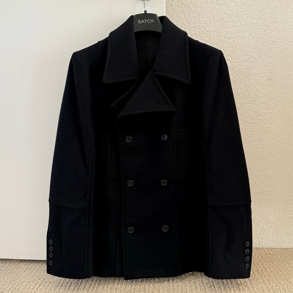 Satch Black Wool Pea Coat Size 40 (M)